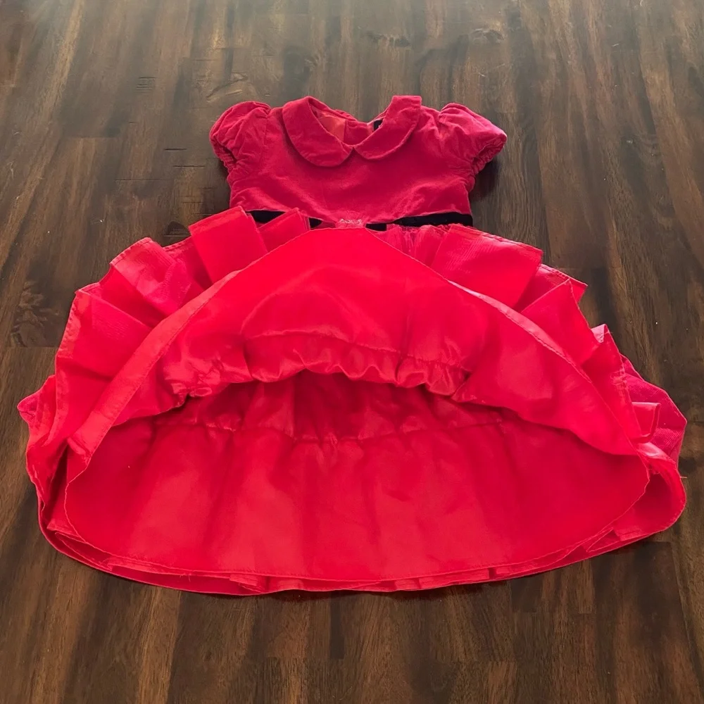 Ralph Lauren Red A-Line Corduroy Dress with Flutter Cap Sleeves